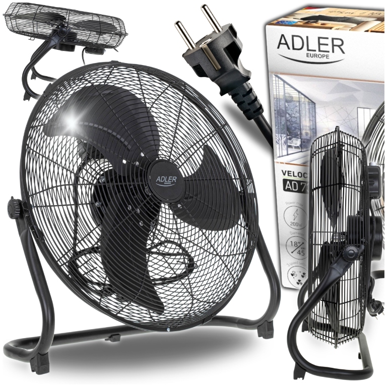 ADLER EUROPE podlahový ventilátor Cirkulačný vzduchový ventilátor, 45cm ventilátor, 200W čierny
